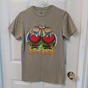 Disney Alice in Wonderland Tweedle-Dee and Dum "Be Kind" Tee Beige Size Small